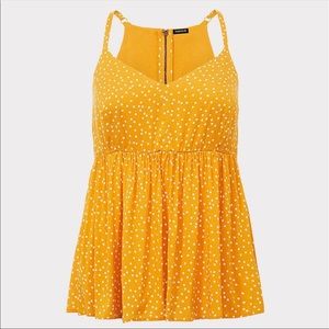 Torrid yellow polka dot babydoll top